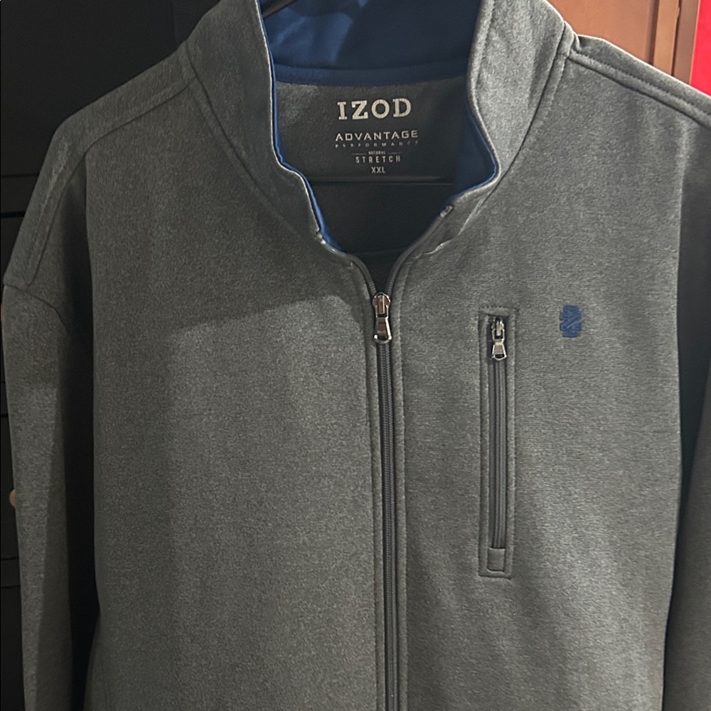 Izod Gray Full-Zip Jacket with Blue Trim